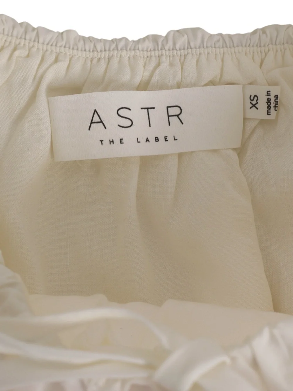 ASTR The Label White Puff Sleeve Blouse XS Smocked Waist Romantic Crop Top